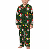 acePajamas Pajama 2-3Y / Little Boys Kid's Christmas Pajamas Green Custom Sleepwear with Face Christmas Red Hat Personalized Pajama Set For Boys&Girls 2-15Y