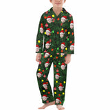 acePajamas Pajama 8-9Y / Big Boys Kid's Christmas Pajamas Green Custom Sleepwear with Face Christmas Red Hat Personalized Pajama Set For Boys&Girls 2-15Y