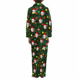 acePajamas Pajama Kid's Christmas Pajamas Green Custom Sleepwear with Face Christmas Red Hat Personalized Pajama Set For Boys&Girls 2-15Y