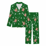FacePajamas Pajama 1 / XS Custom Face Merry Christmas Gift Tree Hat Snow Nightwear Fashion Design Women's Long Pajama Set