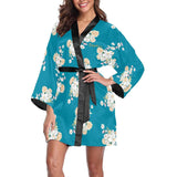 FacePajamas Pajama 1 / XS Custom Text Small Flowers Beauty Women's Summer Short Sleepwear Personalized Pajamas Kimono Robe