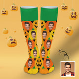 FacePajamas Sublimated Crew Socks-2WH-SDS 1PCS Custom Face Sublimated Crew Socks Yellow Socks Personalized Funny Photo Socks Gift for Halloween