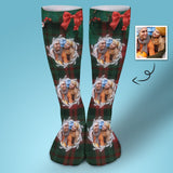 FacePajamas Sublimated Crew Socks-2WH-SDS 1PCS Custom Photo Bow Tie Sublimated Crew Socks Personalized Funny Photo Socks Gift for Christmas
