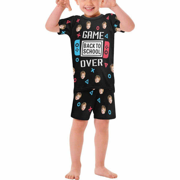 FacePajamas Pajamas 2-3Y Game Over Back To School-Custom Face T-Shirt&Shorts Set Personalized Kid's Short Sleeve Pajama Set 2-7Y Boys
