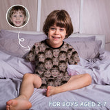 FacePajamas Pajamas 2-3Y [Special Sale] Little Boy Pajamas Custom Face Seamless Nightwear Personalized Kid's Short Sleeve Pajama Set 2-7Y Boys