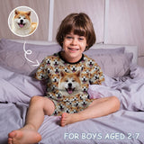 FacePajamas Pajamas 2-3Y [Special Sale] Little Boy Pajamas Custom Photo Cute Sleepwear Personalized Pet Kid's Short Sleeve Pajama Set For Boys 2-7Y