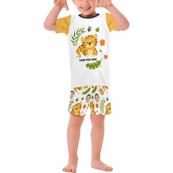 FacePajamas Pajama 2-3Y(XS) Custom Baby Pjs Face&Name Little Tiger Sleepwear Personalized Little Kids' Short Pajama Set