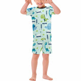FacePajamas Pajama 2-3Y(XS) Little Boy Pajamas Custom Baby Name Little Dinosaur Personalized Kids' Short Sleeve Pajama Set For Boys 2-7Y