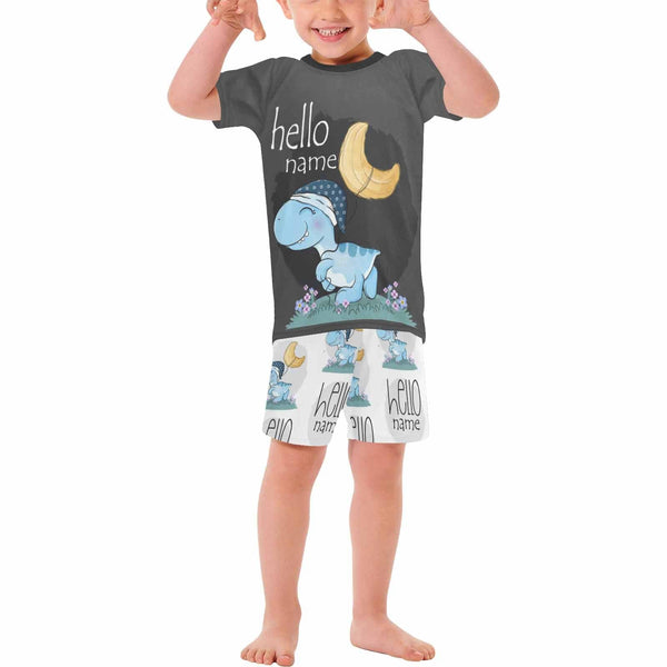 FacePajamas Pajama 2-3Y(XS) Little Boy Pajamas Custom Baby Name Night Sea Turtle Personalized Kids' Short Sleeve Pajama Set For Boys 2-7Y