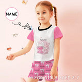 FacePajamas Pajama 2-3Y(XS) Little Kids Pajamas Custom Name Rabbit Pink Personalized Short Sleeve Pajama Set For Girls 2-7Y