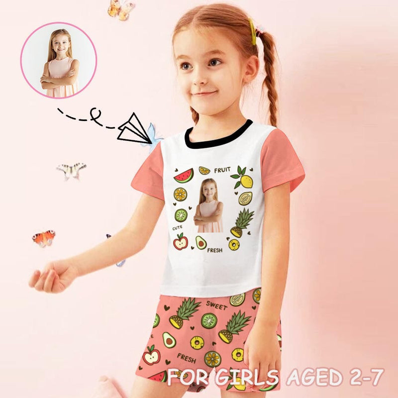 FacePajamas Pajama 2-3Y(XS) Little Kids Pajamas Personalized Custom Fruits Pajama Set with Photo For Girls 2-7Y
