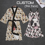 FacePajamas Mix Pajama-2ML-SDS 2pcs-Bath Robe+Nightgown / S 2 Pcs Face Print Pajamas-Custom Face Pet Dog Seamless Sleepwear Personalized Women's Bath Robe &Women's Nightgown