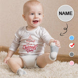 FacePajamas Baby Pajama 3 MONTHS / Blue Custom Name Happy Ch istmas Infant Bodysuit One Piece Jumpsuit Personalized Long Sleeve Rompers Baby Clothes