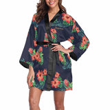 FacePajamas Pajama 3 / XS Custom Text Small Flowers Beauty Women's Summer Short Sleepwear Personalized Pajamas Kimono Robe