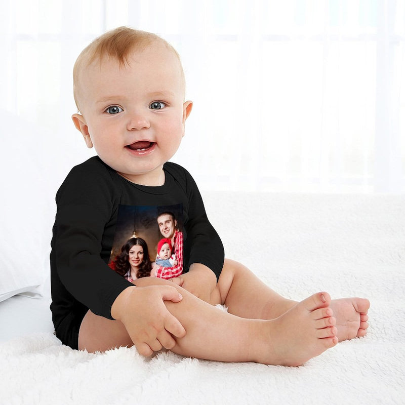 FacePajamas Baby Pajama 3months / Black Custom Face Family Infant Bodysuit One Piece Jumpsuit Personalized Long Sleeve Rompers Baby Clothes