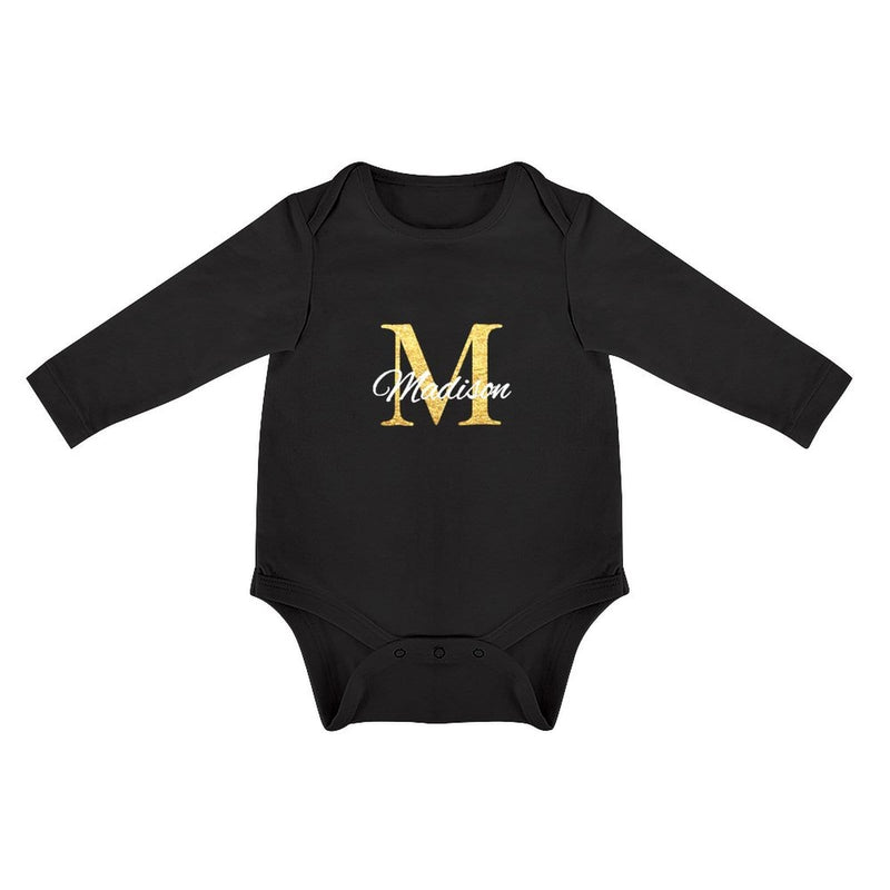FacePajamas Baby Pajama 3months / Black Custom Name Best Wish Infant Bodysuit One Piece Jumpsuit Personalized Long Sleeve Rompers Baby Clothes