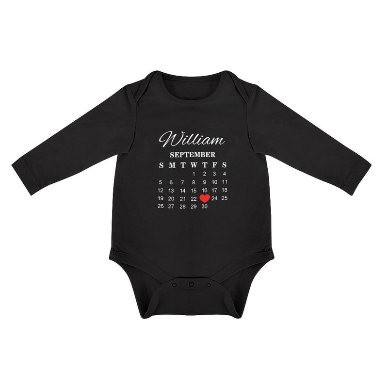 FacePajamas Baby Pajama 3months / Black Custom Name&Date Honey Infant Bodysuit One Piece Jumpsuit Personalized Long Sleeve Rompers Baby Clothes