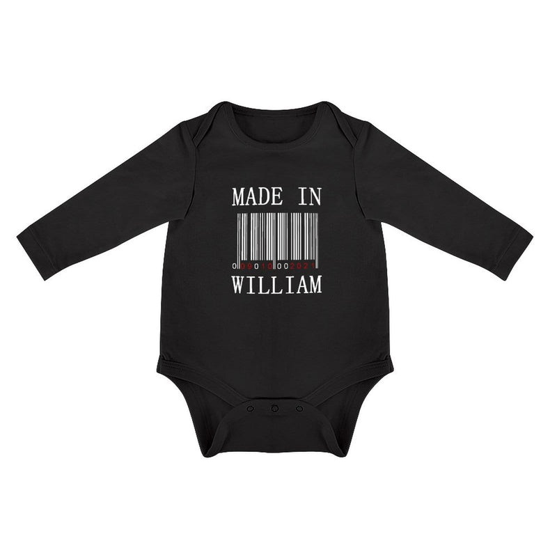 FacePajamas Baby Pajama 3months / Black Custom Name&Date Infant Bodysuit One Piece Jumpsuit Personalized Long Sleeve Rompers Baby Clothes