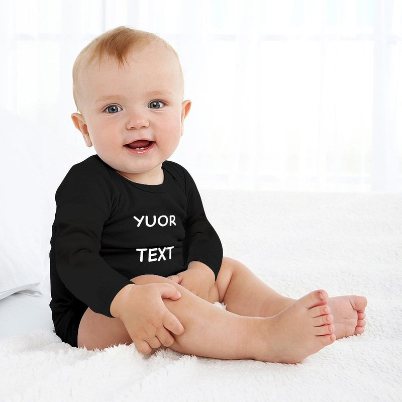 FacePajamas Baby Pajama 3months / Black Custom Text Infant Bodysuit One Piece Jumpsuit Personalized Long Sleeve Rompers Baby Clothes