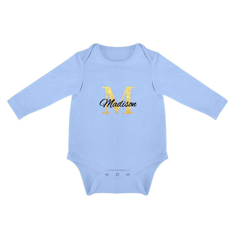 FacePajamas Baby Pajama 3months / Blue Custom Name Best Wish Infant Bodysuit One Piece Jumpsuit Personalized Long Sleeve Rompers Baby Clothes