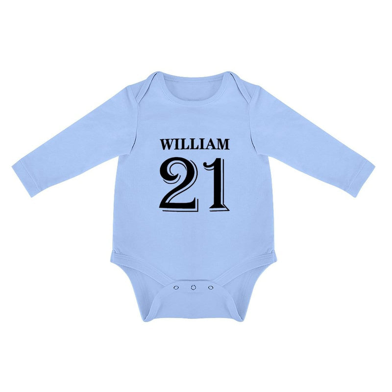 FacePajamas Baby Pajama 3months / Blue Custom Name&Number My Warriors Infant Bodysuit One Piece Jumpsuit Personalized Long Sleeve Rompers Baby Clothes