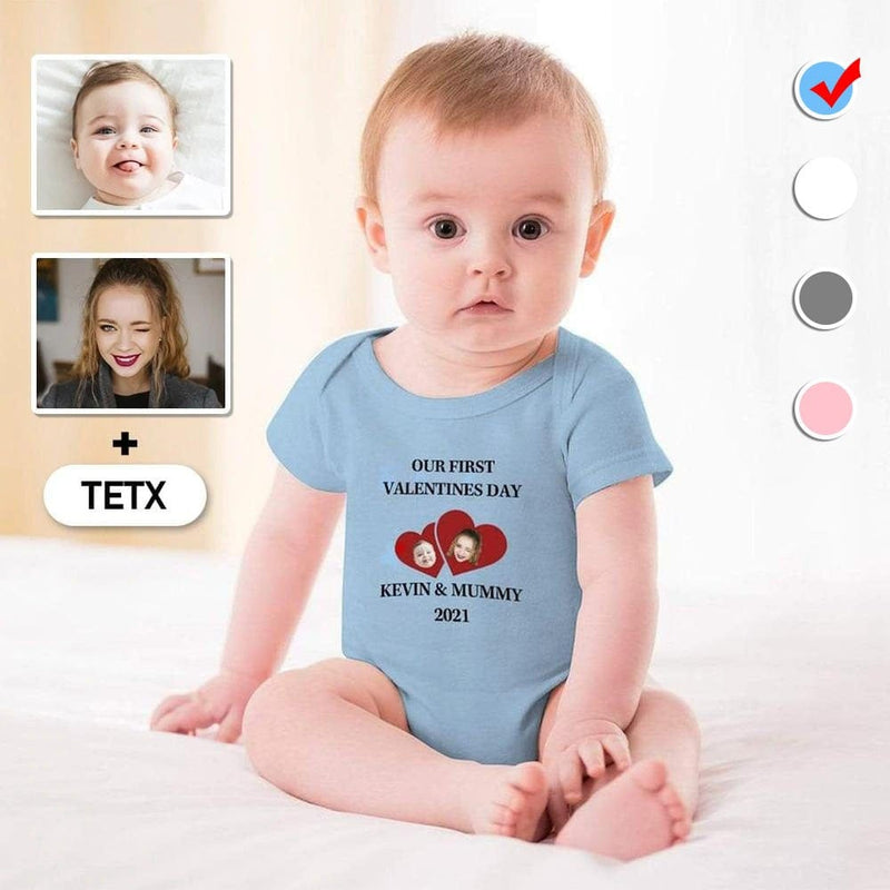 FacePajamas Baby Pajama 3months / Blue Newborn Baby Jumpsuit Custom Face Mom&Dad Baby Bodysuit Personalized Bubble Romper