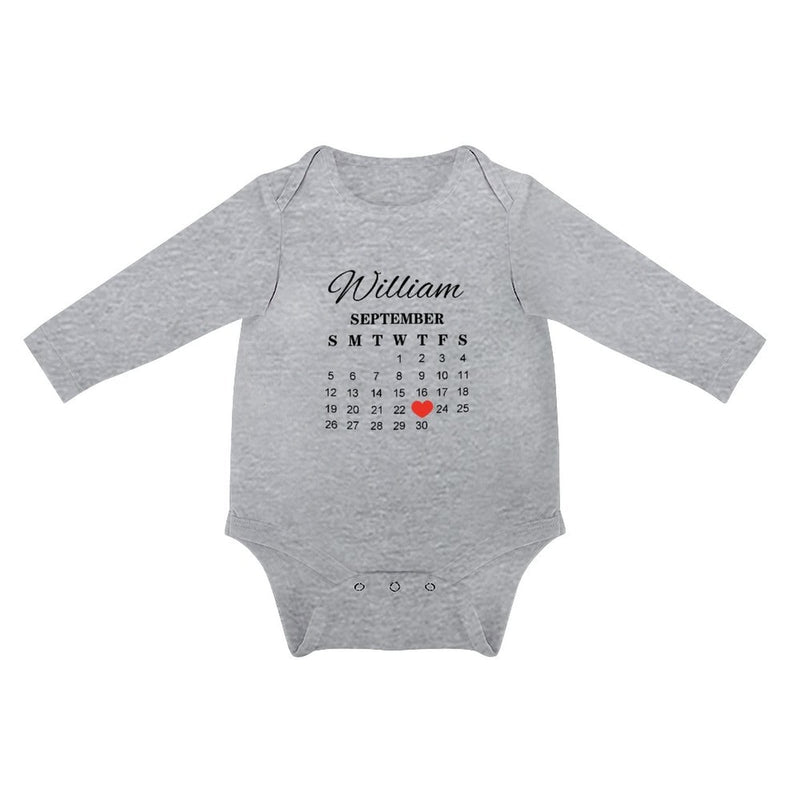 FacePajamas Baby Pajama 3months / Gray Custom Name&Date Honey Infant Bodysuit One Piece Jumpsuit Personalized Long Sleeve Rompers Baby Clothes