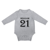 FacePajamas Baby Pajama 3months / Gray Custom Name&Number My Warriors Infant Bodysuit One Piece Jumpsuit Personalized Long Sleeve Rompers Baby Clothes