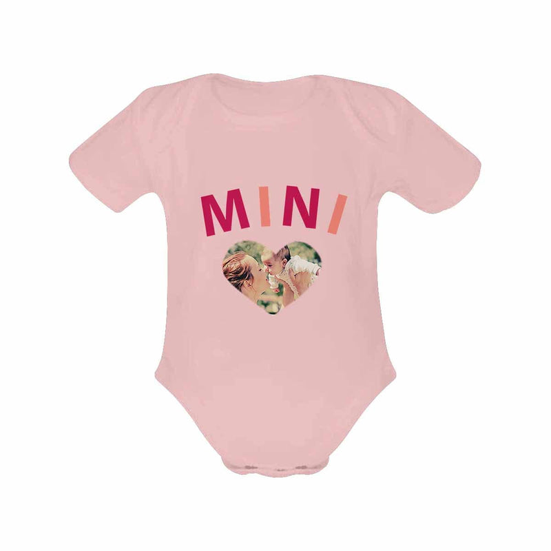 FacePajamas 387560669431 3months Newborn Baby Jumpsuit Custom Face Mama And Mini Pink Baby Bodysuit Personalized Mother-kid Matching Nightwear Mother's Day & Birthday Gift
