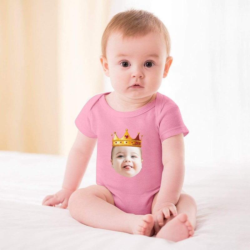 FacePajamas Baby Pajama 3months / Pink Custom Face My King Bubble Romper Newborn Baby Jumpsuit Personalized Girls Boys Baby Bodysuit