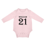 FacePajamas Baby Pajama 3months / Pink Custom Name&Number My Warriors Infant Bodysuit One Piece Jumpsuit Personalized Long Sleeve Rompers Baby Clothes