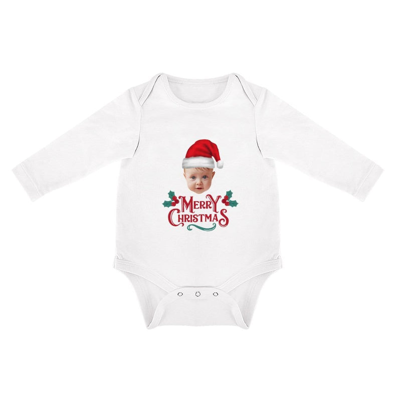 FacePajamas Baby Pajama 3months / White Custom Face Ch istmas Gift Infant Bodysuit One Piece Jumpsuit Personalized Long Sleeve Rompers Baby Clothes
