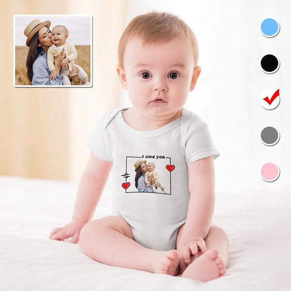 FacePajamas Baby Pajama 3months / White Custom Face Mom's Love Bubble Romper Newborn Baby Jumpsuit Personalized Baby Girls Boys Bodysuit