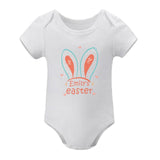 FacePajamas Baby Pajama 3months / White Custom Name Rabbit Newborn Baby Bodysuit Girls Boys Baby Jumpsuit Personalized Summer Bubble Romper
