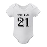 FacePajamas Baby Pajama 3months / White Custom Number&Name My Boy Bubble Romper Newborn Baby Jumpsuit Personalized Girls Boys Baby Bodysuit