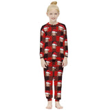 FacePajamas Pajama 6-7Y(XS) Custom Face Christmas Hat Pjs Red Black Stripes Sleepwear Personalized Kids Long Sleeve Pajamas Set