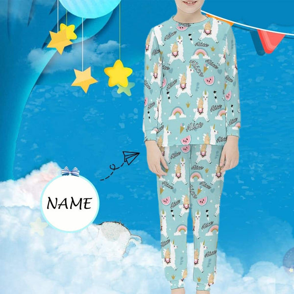 FacePajamas Pajama 6-7Y(XS) Custom Name Pjs Unicorn Sleepwear Personalized Kids Long Sleeve Pajamas Set