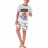 FacePajamas Pajama 8-9(XS) Big Boy Pajamas Custom Name Cartoon Animals Nightclothes Personalized Kids' Short Pajama Set For Boys 8-15Y