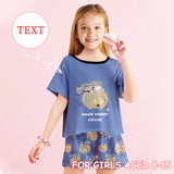 FacePajamas Pajama 8-9(XS) Big Kids Pajamas Custom Text Good Night Bear Sleepwear Personalized Kids' Short Pajama Set For Girls 8-15Y