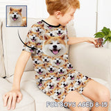 FacePajamas Pajamas 8-9Y [Special Sale] Big Boy Pajamas Custom Pet Face Pajama Set Cute Dog Kid's Short Sleeve Sleepwear For Boys 8-15Y