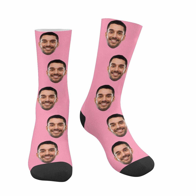FacePajamas Sublimated Crew Socks Adult / Pink Socks with Face Print Your Picture Personalized Sublimated Crew Socks Unisex Gift for Men Women