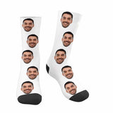 FacePajamas Sublimated Crew Socks Adult / White Socks with Face Print Your Picture Personalized Sublimated Crew Socks Unisex Gift for Men Women