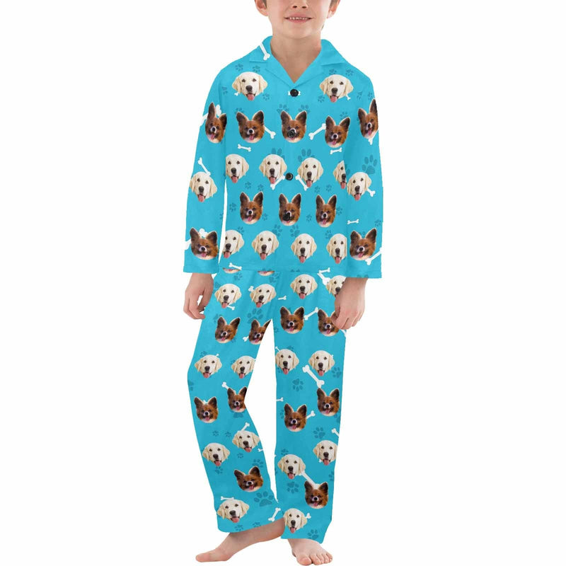 FacePajamas Kids Pajama Big Boy/Blue / 8-9Y Kid's Pajamas Custom Sleepwear with Pet Dog Face Personalized Pajama Set For Boys&Girls 2-15Y