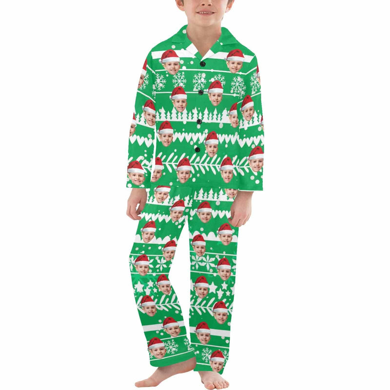 FacePajamas Kids Pajama Big Boy/Green / 8-9Y Kid's Pajamas Custom Sleepwear with Face Personalized Christmas Pajama Set For Boys&Girls 2-15Y