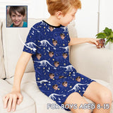 FacePajamas Pajama Big Boy Pajamas Custom Face Dinosaur Nightwear Personalized Kids Short Sleeve Pajama Set For Boys 8-15Y