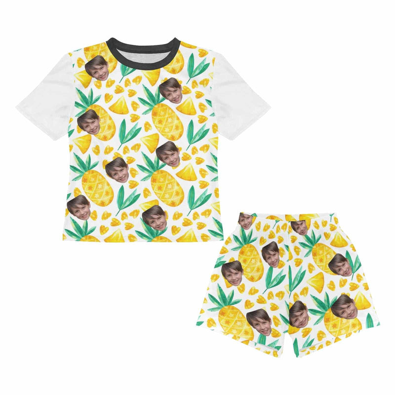 FacePajamas Pajama Big Boy Pajamas  Custom Face Seamless Pineapple Nightwear Personalized Kids' Short Pajama Set For Boys 8-15Y