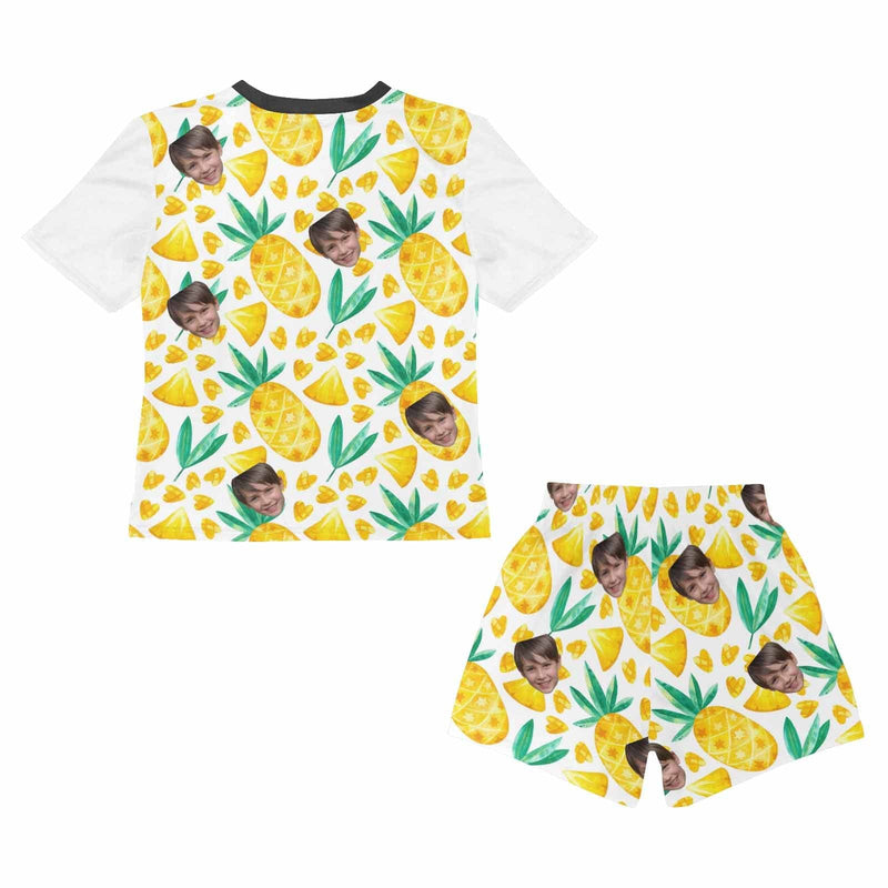 FacePajamas Pajama Big Boy Pajamas  Custom Face Seamless Pineapple Nightwear Personalized Kids' Short Pajama Set For Boys 8-15Y