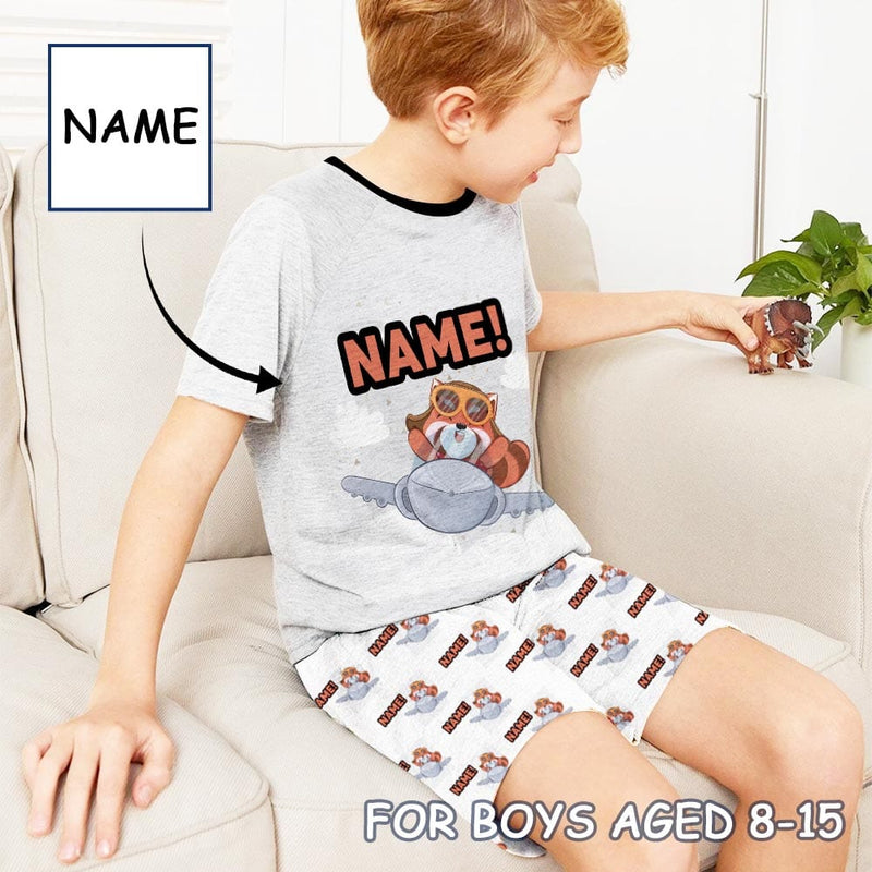 FacePajamas Pajama Big Boy Pajamas Custom Name Cartoon Animals Nightclothes Personalized Kids' Short Pajama Set For Boys 8-15Y