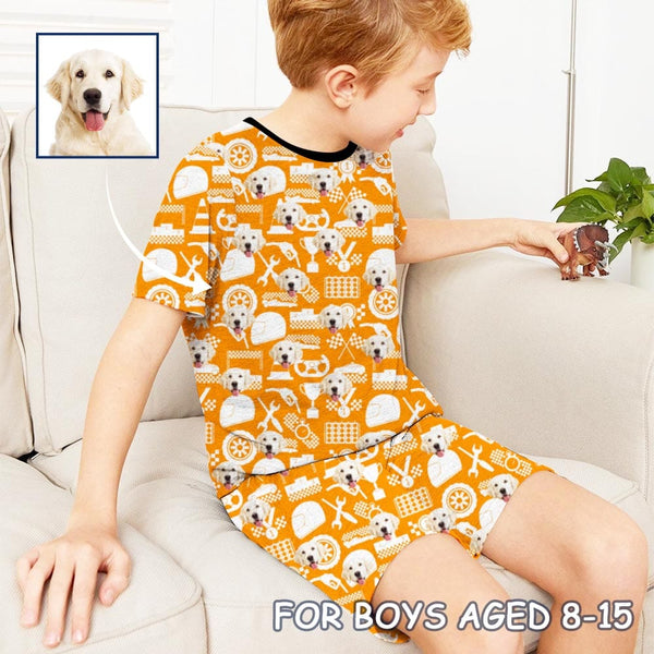 FacePajamas Pajama Big Boy Pajamas Custom Sleepwear with Face Pet Dog Personalized Pajama Set  For Boys 8-15Y