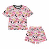 FacePajamas Pajama Big Kids Pajamas Custom Name Cartoon Pink Sleepwear Personalized Kids' Short Pajama Set For Girls 8-15Y